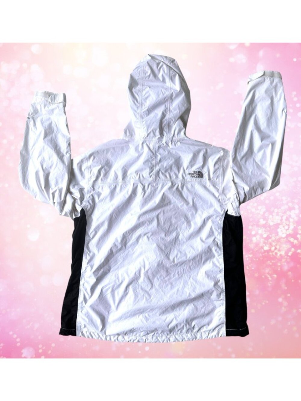 North Face Womens Hyvent Rain Jacket Ladies XL White Black Hooded Waterproof EUC - Picture 3 of 12